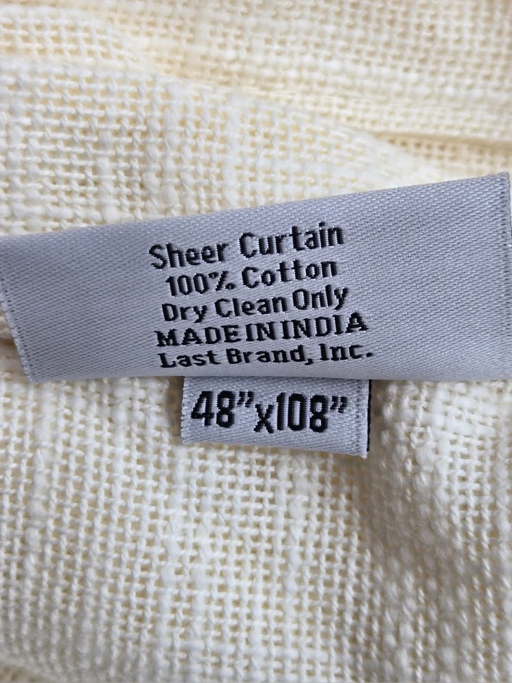 NWOT QUINCE Set Of 2 48x108 Cotton Sheer Curtains Ivory 0745